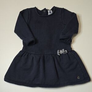 Petit Bateau Dark Blue Kids Dress with Bow